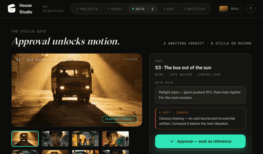The stills gate: approval unlocks motion